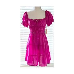 Vibrant Pink Tiered Mini Dress